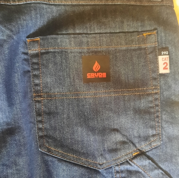 Crude FR Straight Leg Mens Jeans Cat 2 2112 Sz 42x34 Dark Wash H&P Drilling - Picture 5 of 8